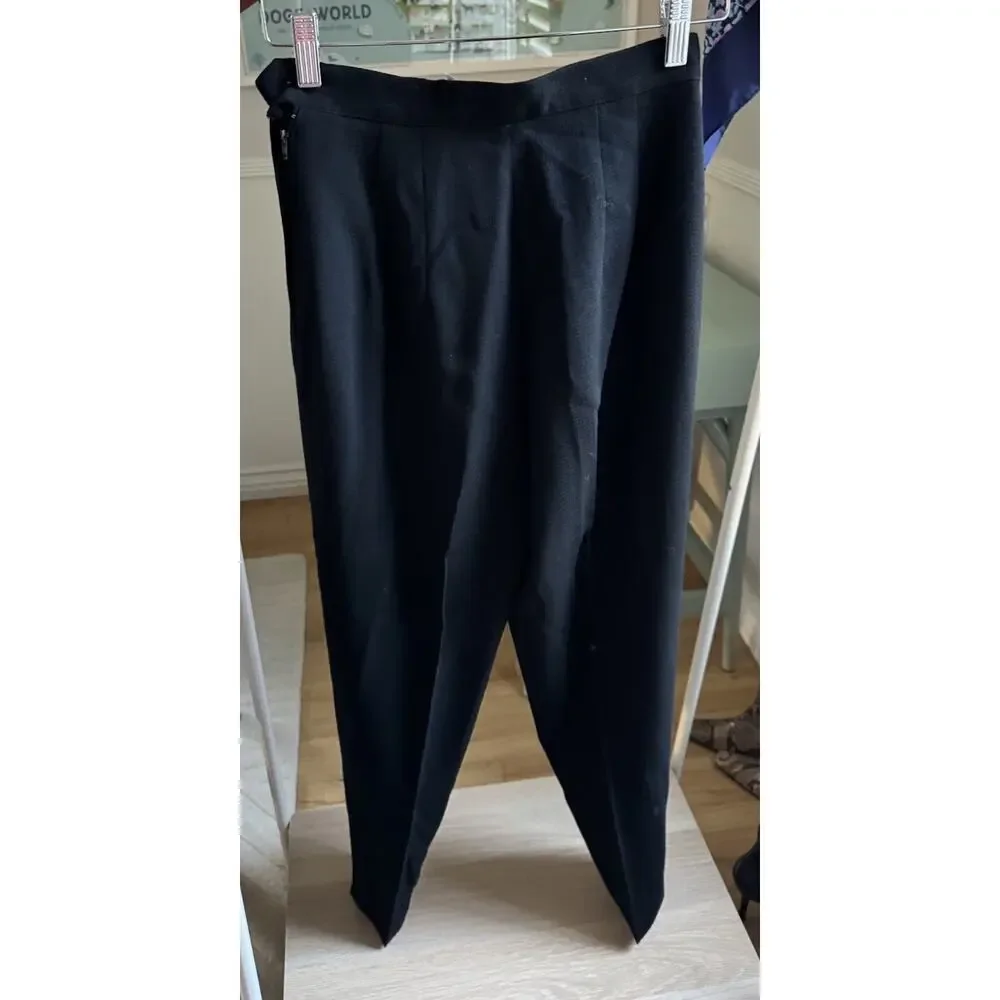 VTG Y2K Black ABS ALLEN B SCHWARTZ Dress Pant Legging 100% Wool Sz 4 Work - Picture 2 of 7